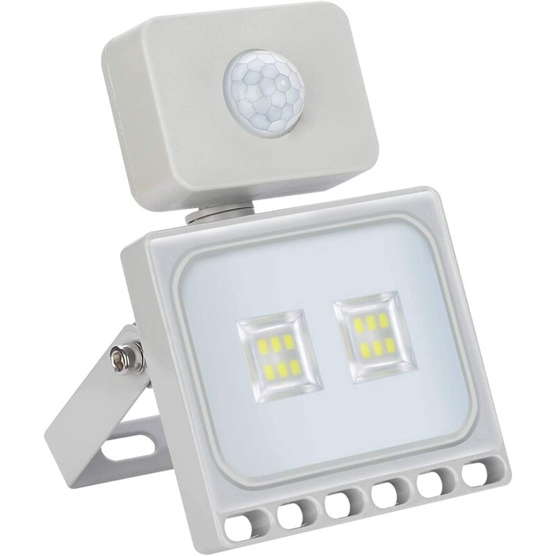 LED Floodlight With Motion Detector 10W, IP65 Waterproof Outdoor Lights, Cold White Security Light 6000-6500K, Outdoor LED Lamp for Pitches, Garden,