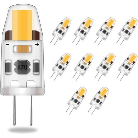 MEMKEY LED G4 Dimmable Bulbs,2W Equivalent 20W Halogen Lamp,200LM Warm White Energy Saving Bulb,No Flicker,AC/DC 12-24V,G4 Bi-pin,360°Beam Angle,Pack of 10 [Energy Class A+++]