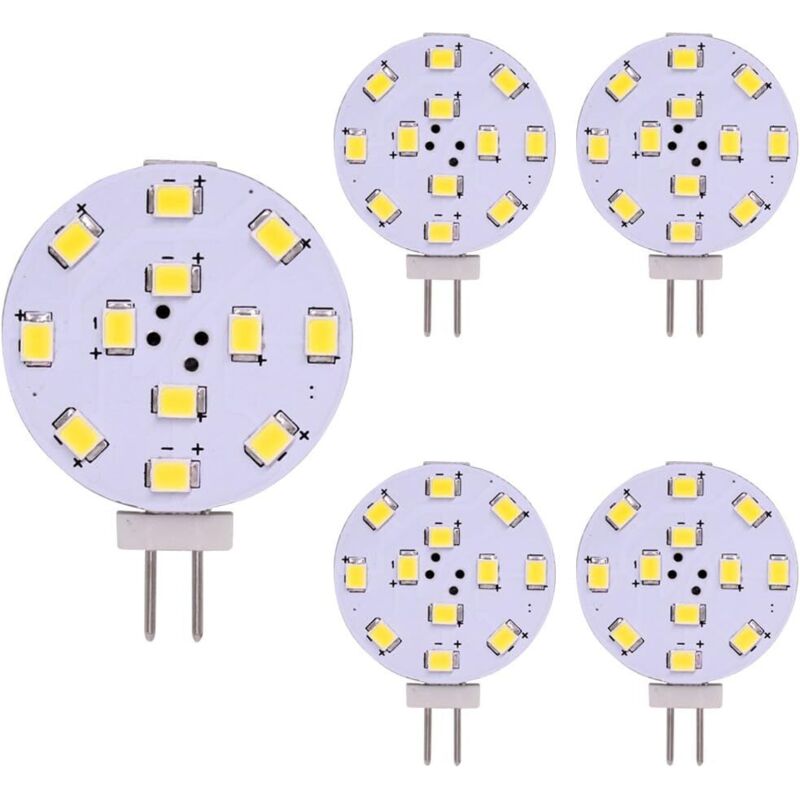 LED G4, Equivalente da 35 Watt, Disco LED Bi-Pin, Pin laterale JC, 12V-24V AC/DC Low Volt, CRI 85, 350 Lumens, Pack 5 (white)