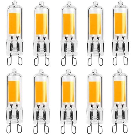 LED G9 2W COB LED-Lampe 250LM, AC220-240V, Warmweiß 3000K, Energiesparlampe CRI80, Vollglas, 25W Äquivalent Halogenlampe, 360° Abstrahlwinkel, 10 Stück [Energieklasse B]