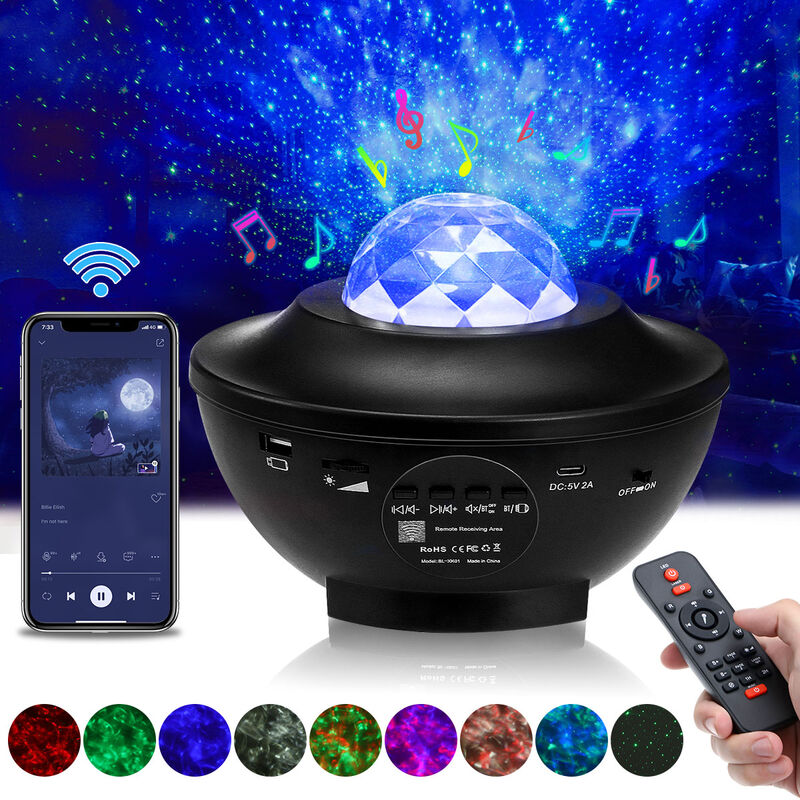Image of Led Galaxy Projector Light Starry Sky Star Bluetooth Music Nightlight + telecomando Hasaki