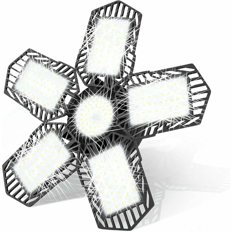 Led garage light, transformable garage light daylight white, led shop light with adjustable panel, basement workshop super bright garage ceiling