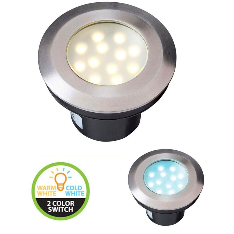 Led Spot pavimento integrato 2W 43lm IP67 - Bianco caldo/bianco freddo 3000-6000K