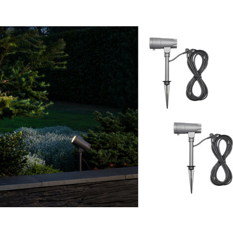 LED Garten Baumstrahler 2er SET mit Erdspieß 12V Trafo & 10mtr. Kabel, 27cm hoch