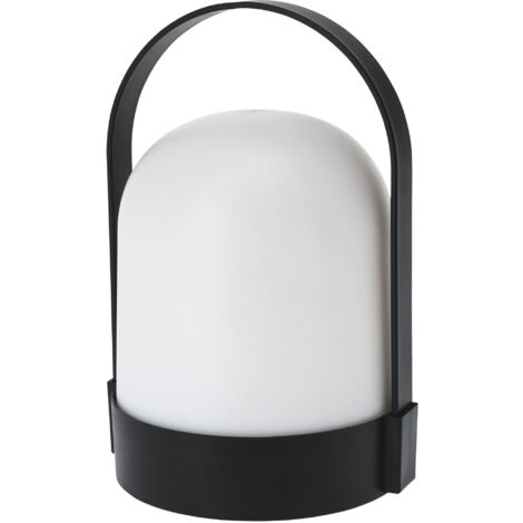LED Garten Tischleuchte warm weiß - 21 x 13 cm - Tischlampe mit Henkel Batterie betrieben - Lampe mit Tragegriff Leuchte für Terrasse Balkon Außen und Innen