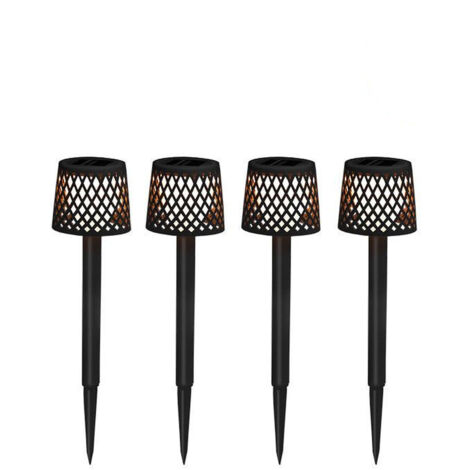 LED Gartenleuchte mit Erdspieß 4er Set Solar Akku 39 cm hoch IP44 3000 K kabellos tragbar Außenlampe Wegeleuchte