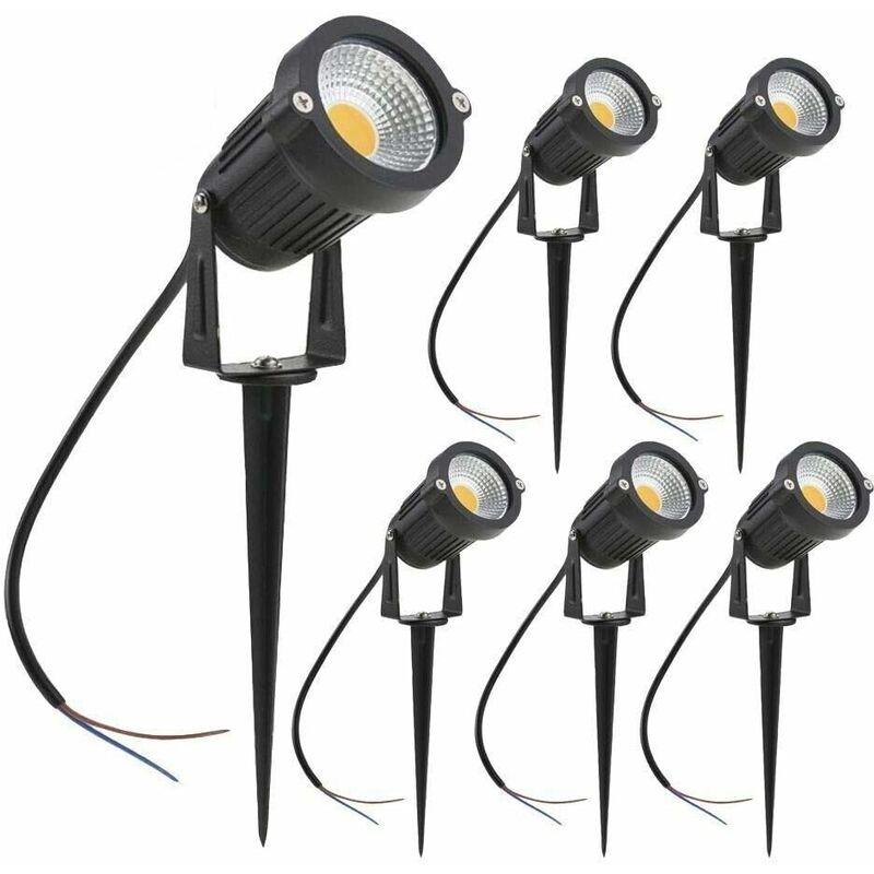 LED-Gartenleuchten, 5 W, COB Außenstrahler, 12 V, 24 V, warmweiße dekorative Beleuchtung für Gartenweg (6er-Set) SOEKAVIA