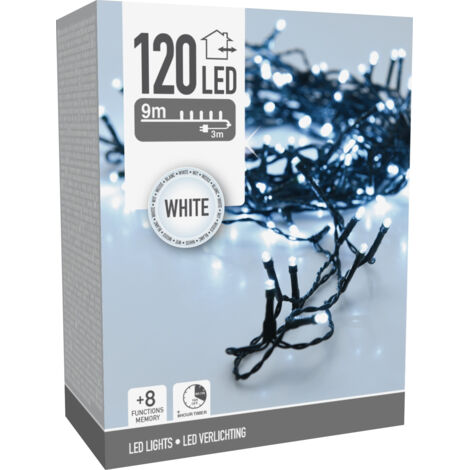 LED-Girlande Außen Schwarzes Kabel Kaltes Weiss 9m 5000K Kaltweiß