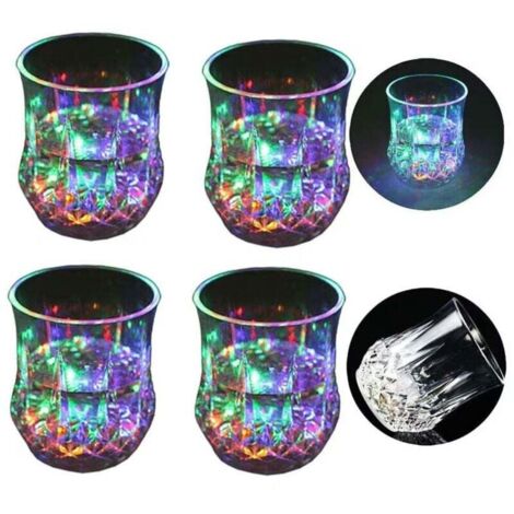 LED-Glas, 5 LEDs, Acryl, Acrylglas, bruchsicher, PC-Textur (4 Stück)