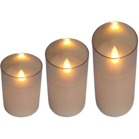 LED Glas-Windlichter 3er-Set mit Flackerlicht Wachskerze Weihnachtskerze Deko