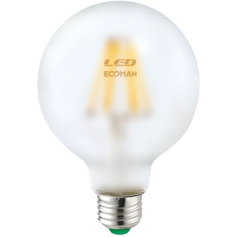 Lampadina LED Candela E14 6W luce calda 3000K ECOMAN vetro trasparente