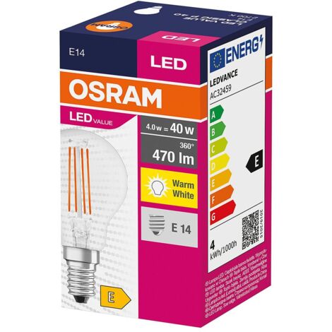 LED-Glühbirne E14 4W 470 lm A45 OSRAM Parathom Value Classic 4058075438590 2700K Warmweiß