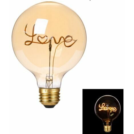 AMIRROR SMART UG LED-Glühbirne E27 Filament G125 LOVE-3W-E27-220V-Bulb Single Amber