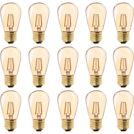 LED-Glühbirne E27 im Vintage-Stil, ST45, leicht zu 1 W = 10 W, Glühlampen, superwarmweiß 2200 K, E27-Nachttischlampenbirne mit mittlerem Sockel, goldenes Glas, nicht dimmbar, 15 Stück
