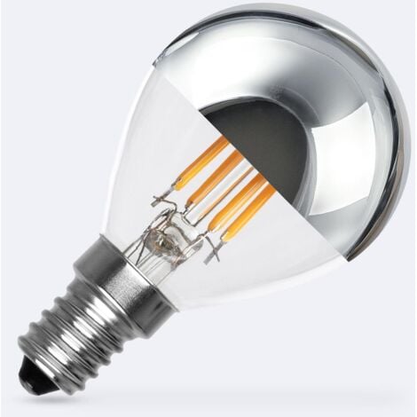 LEDKIA LED-Glühbirne Filament E14 4W 400 lm G45 Chrome Reflect No Flicker 2200K Superwarm