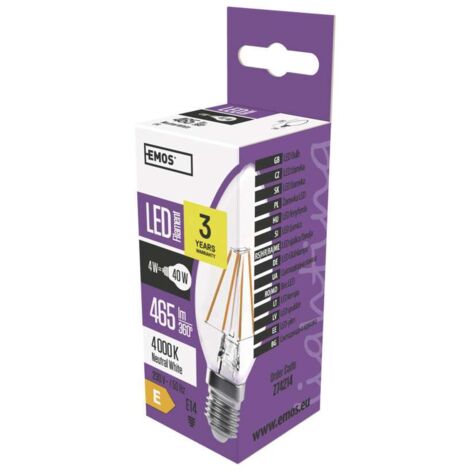 LED-Glühbirne Filament Kerze E14 neutralweiß 4 W