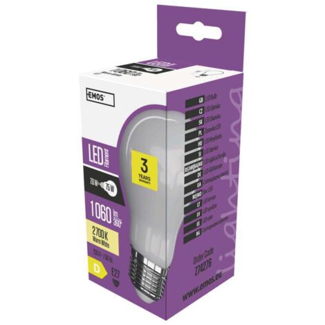 LED-Glühbirne Filament milchig E27  A60 E27 WW  7,6 W 1.060 lm