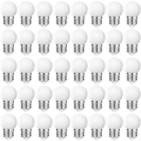 LED-Glühbirnen E27 G45, warmweiß (2700 K), 3 W, matte Kunststoffabdeckung, Lichterketten, E27 für Innen und Außen, nicht dimmbar, 40 Stück [Energieklasse]