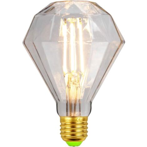 LED-Glühbirnen, Vintage-Glühbirne, 4 W, Diamant-Edison-Glühbirne, G95, 220/240 V, E27, spezielle dekorative Glühbirne (transparent) [Energieklasse D]