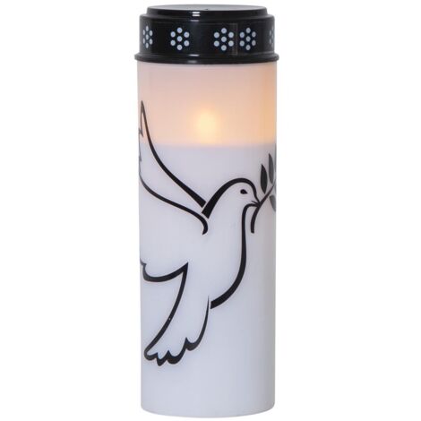 LED Grabkerze Dove Tauben-Motiv Timer warmweiß flackernd H 205cm
