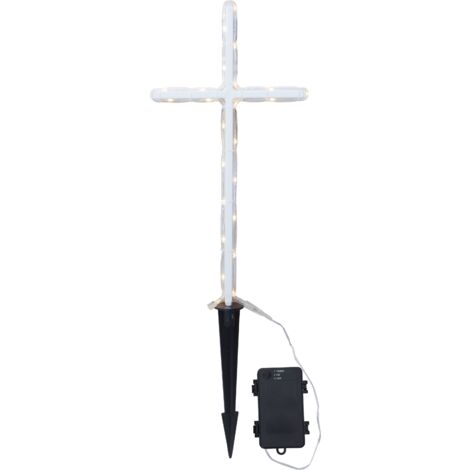 LED Grabkreuz ,Gravecross', Erdspieß, Batterie und Timer, warmweiß, H 41cm