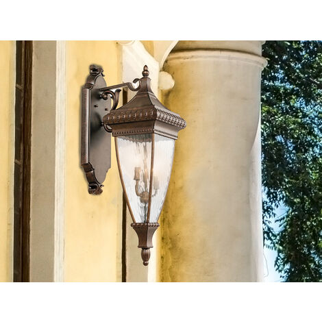 LED große historische Außenwand Laterne, Bronze Höhe 79cm
