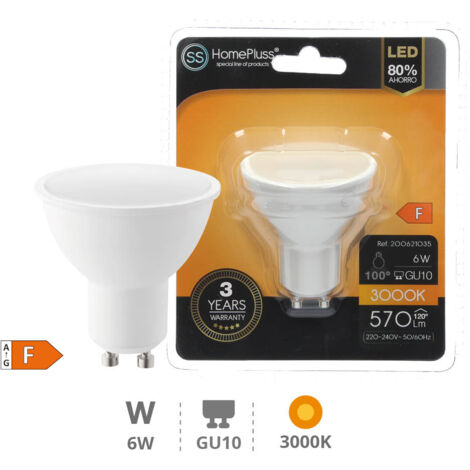 Spot LED GU10 10W 230V 880lm Équivalent 70W - Blanc du Jour 6000K