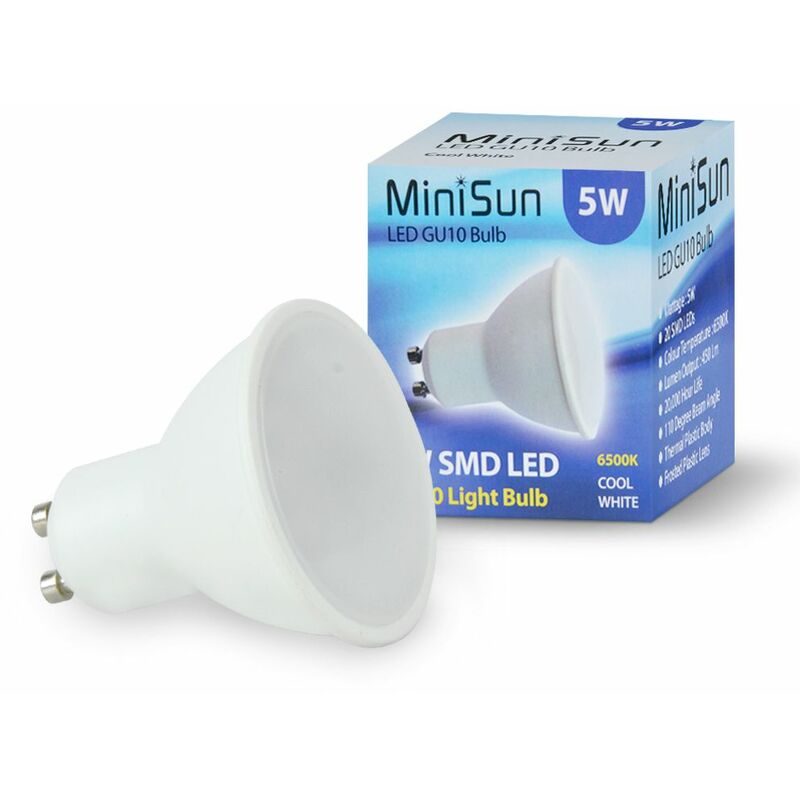 5W LED GU10 Spotlight Light Bulb 6500K Cool White - Pack of 10
