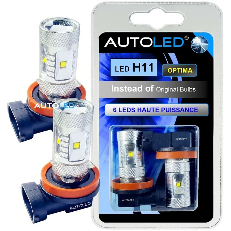 Autoled - led H11 6 leds haute puissance blanc ®