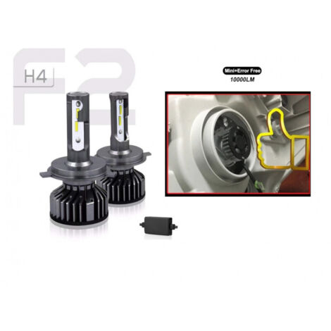 Комплект Умалени Мини Лед Led Диодни Крушки H4 Х4 12V 24V 72W 10000lm За Фарове Can Bus без Грешки къси/дълги
