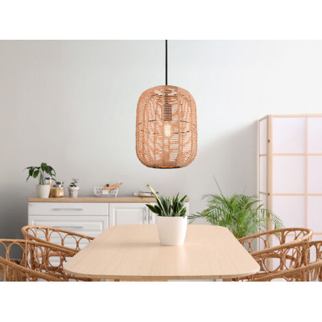 LED Hängelampe Korbleuchte mit Sisal Geflecht Lampenschirm, Ø 25cm