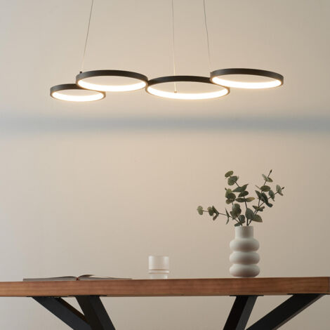 LED-Hängelampe mit 4 schwarzen Metallringen -Newton