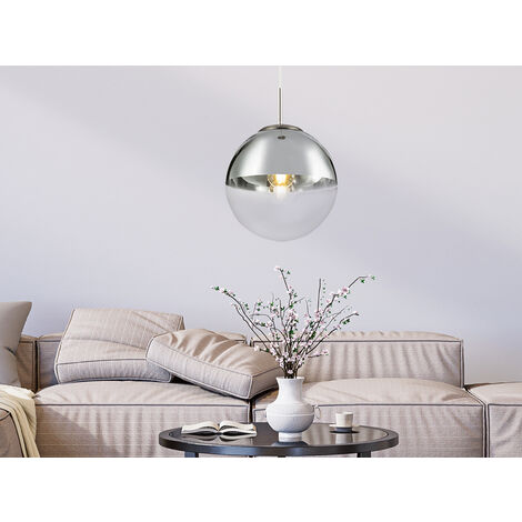 LED Hängelampe mit Glaskugel, Design in Chrom & Klarglas, Ø 25cm