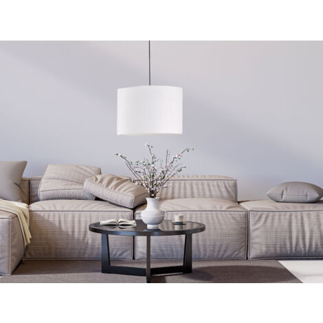 LED Hängelampe mit Lampenschirm Leinen Weiß, Ø 30cm