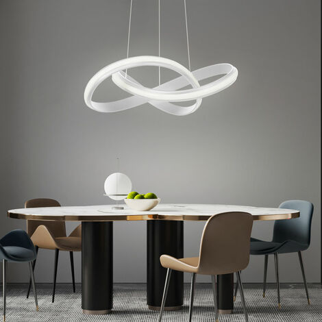 LED Hängelampen Wohnzimmer Pendelleuchte dimmbar Wandschalter Hängeleuchte weiß, Metall Kunststoff, 1x LED 28 Watt 1900 Lumen 3000K, LxBxH 50x45x150 cm