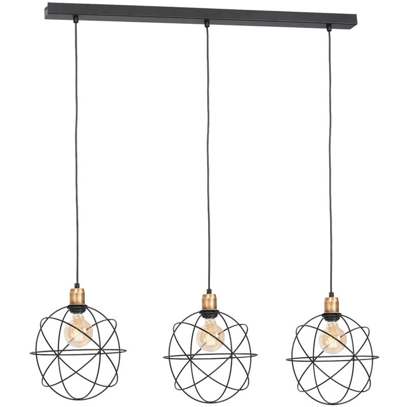 Etc-shop - Design Hänge Lampe Filament Kugel Ess Zimmer Pendel Leuchte Decken Gitter Strahler im Set inkl. LED Leuchtmittel