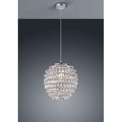 LED Hängeleuchte mit Kristall Behang aus Acryl, Ø 35cm