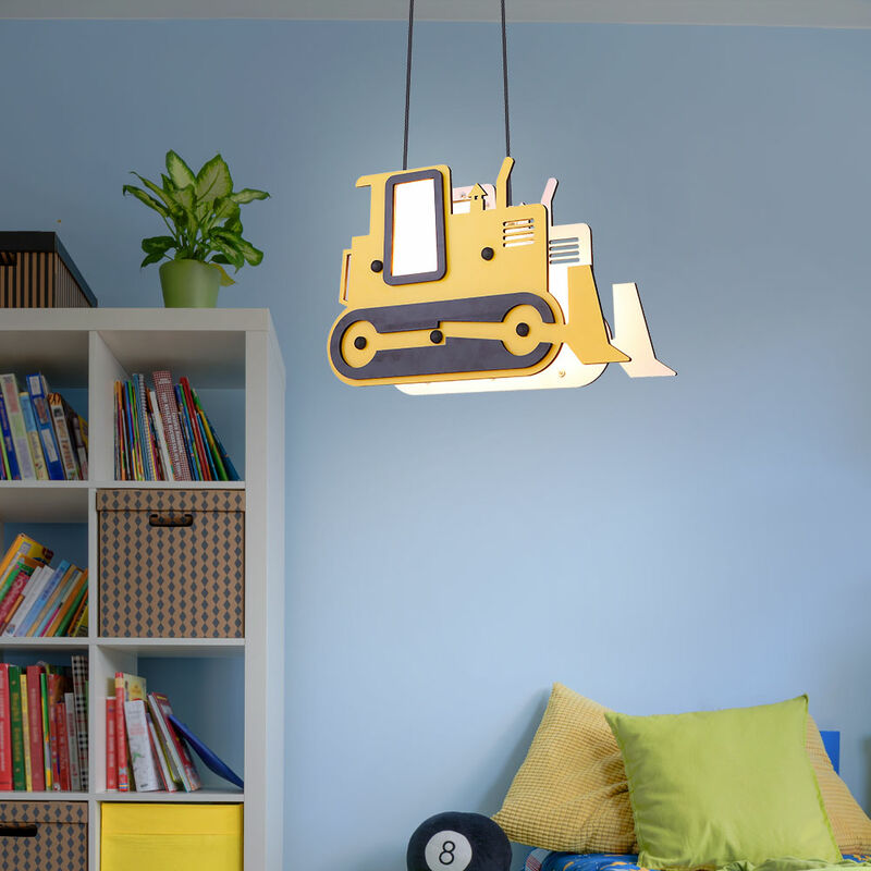 Etc-shop - Kinder Hänge Leuchte Schubraupe Bagger Jungen Pendel Decken Lampe im Set inkl. LED Leuchtmittel