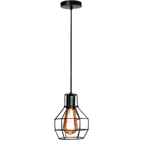 Led Hängeleuchte Vintage Industrielle Pendelleuchte und Höhenverstellbar Hängelampe Retro Metall Käfig E27 Fassung Diamant Design Kronleuchter Deckenleuchten