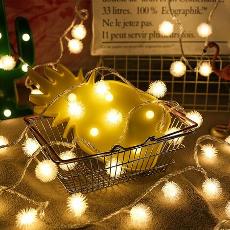 LED Hairy Ball String Lights Garden Garden Decoration Christmas Day Outdoor Waterproof Snow Globe Lights (3M20LED,warm white, USBㄘ