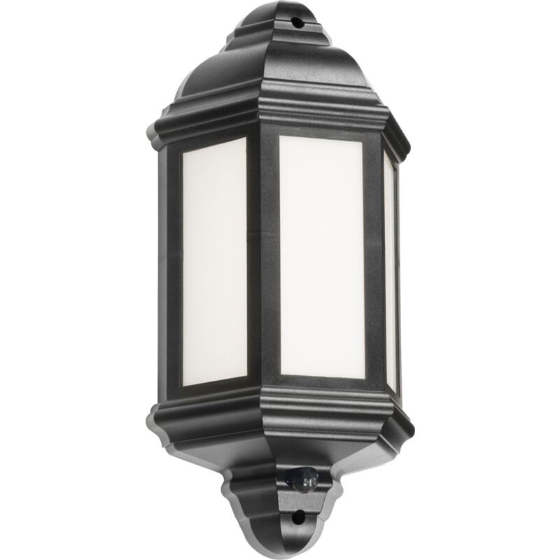 Led Half Wall Lantern with Photocell Sensor - Black 230V IP54 8W