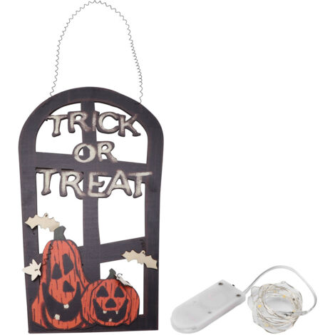 LED Halloween Sign Pumpkin Skull Tombstone Shaped Battery Powered Welcome Sign for Home Office Party