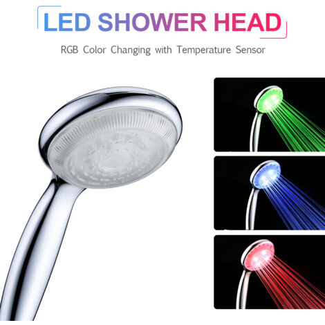 LED-Handbrause, automatischer RGB-Farbwechsel, Temperatursensor, hydraulische Stromversorgung, Duschkopf für das Badezimmer, batterielos.