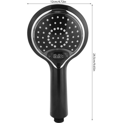 LED-Handbrause mit digitaler Temperaturanzeige – 3 farbwechselnde LED-Duschköpfe – ABS – Weiß – G1/2