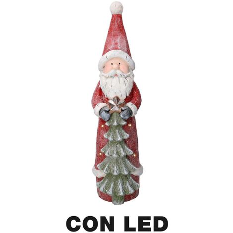 LED-Harz-Weihnachtsmann mit rotem Baum cm18x19h66