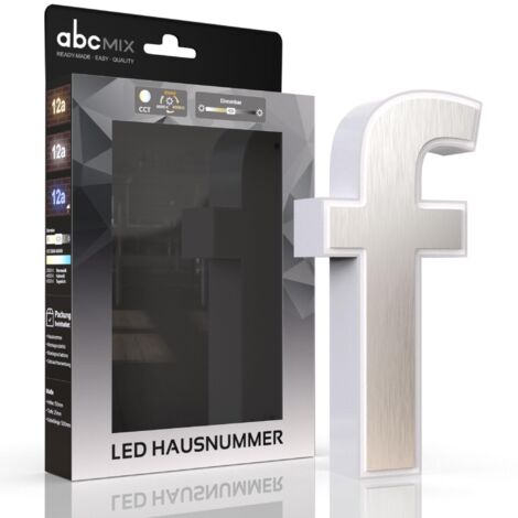 LED Hausnummer f inkl. Edelstahl-Cover - CCT 12V 2700K/4000K/6500K