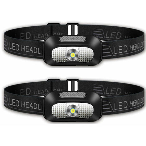 LED Head Torch, 2 Pack Lightweight Headlamp, USB Rechargeable Outdoor Super Bright Waterproof Headlight for Camping, Climbing, Hiking, Fishing, Night Reading, Running
