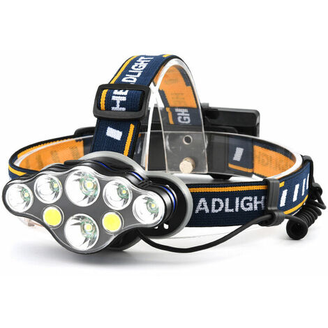 LED Head Torch,Super Bright Headlight,8 LED 8 Modes Headlamp, Rechargeable Waterproof with Red Flash Light Head Torch, for Camping,Fishing, Cycling, Hiking, Reading, IPX5