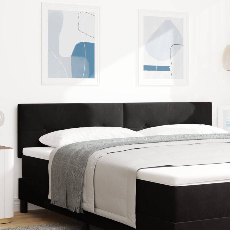 Vidaxl Led Headboard Button Tufted Black 90 Cm Velvet