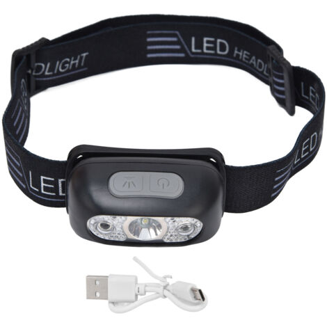 LED Headlamp Multifunctional Adjustable Angle Waterproof USB Charging Motion Sensor Portable Head Flashlight